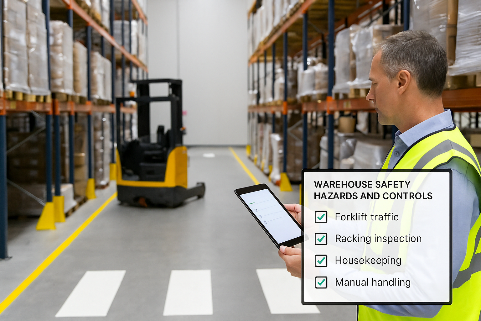 Warehouse safety hazards and controls checklist in action