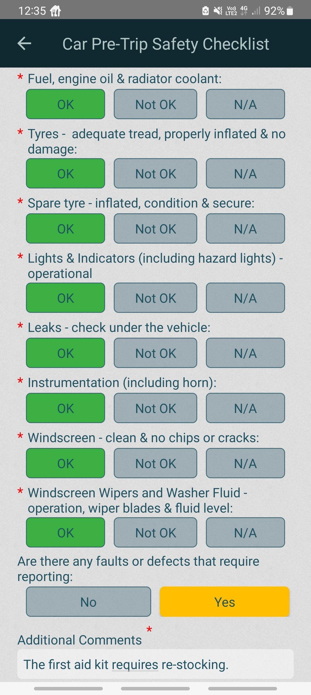 Vehicle Pre-Start Inspection / Daily Vehicle Safety Routine