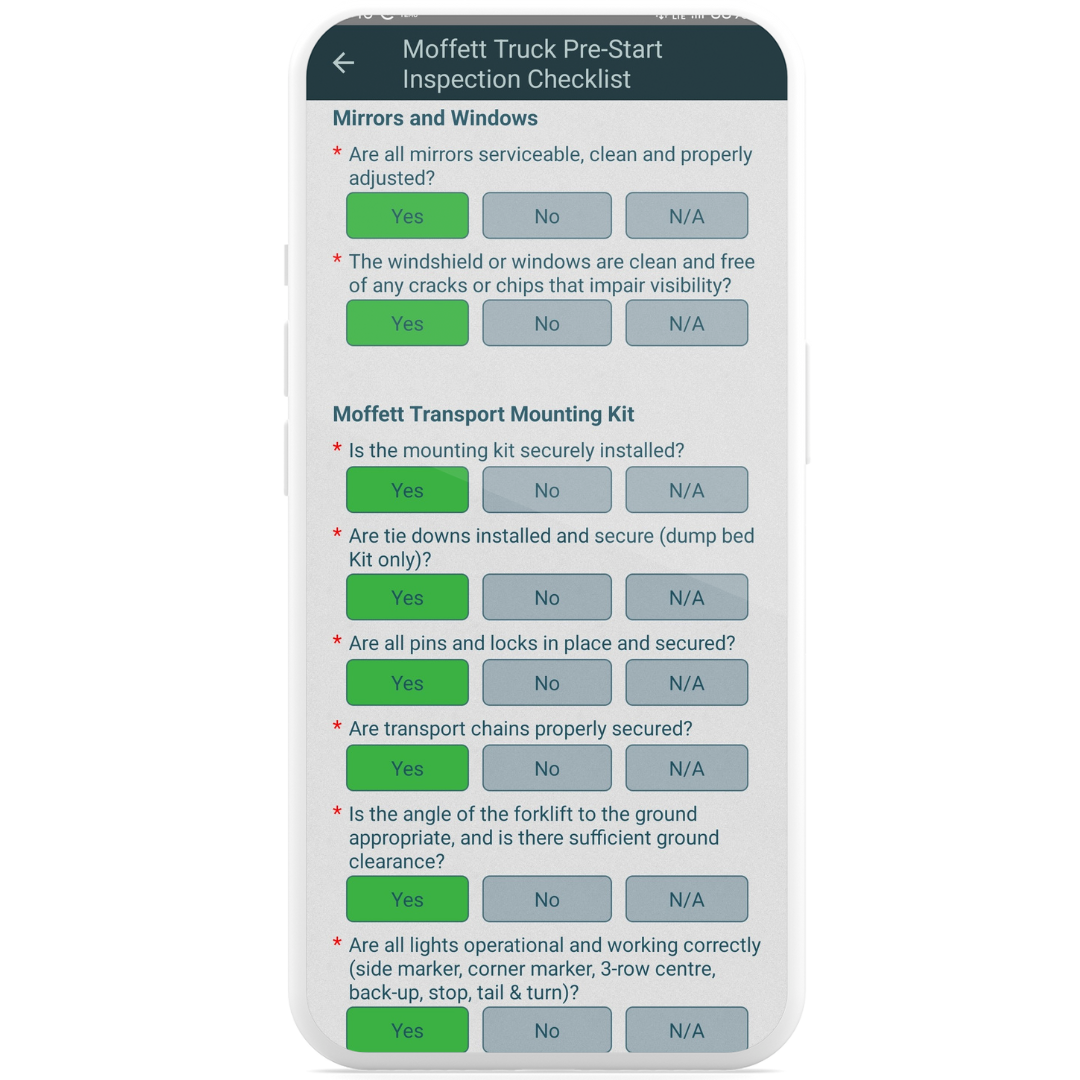 Safe Moffett Forklift Transport Digital Checklist