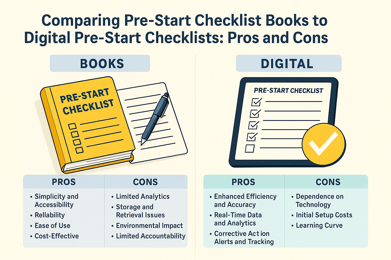 Pre-Start Checklist Books vs.Digital Checklists: Pros and Cons | DIGI CLIP