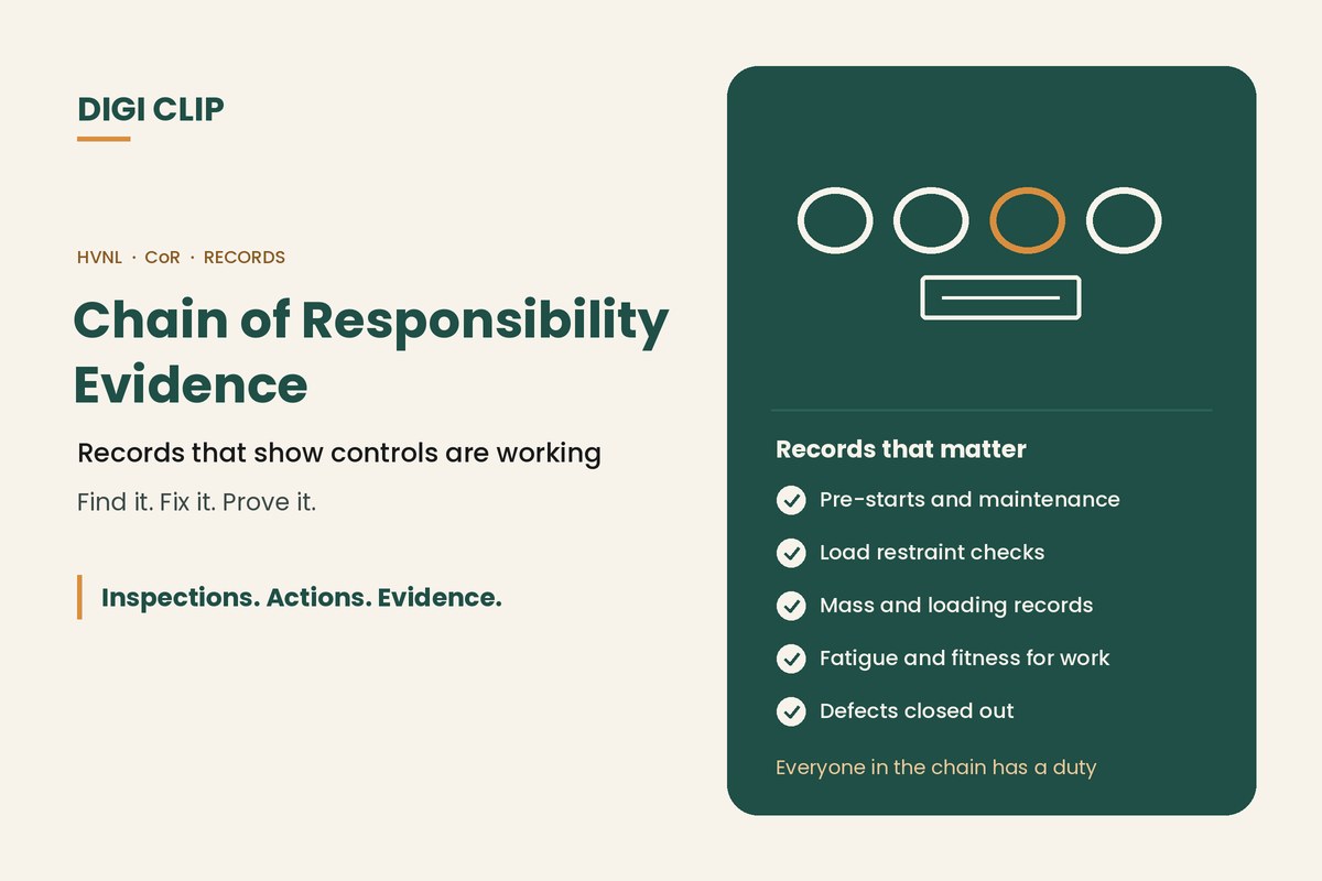 Chain of responsibility evidence: linked chain and records illustration