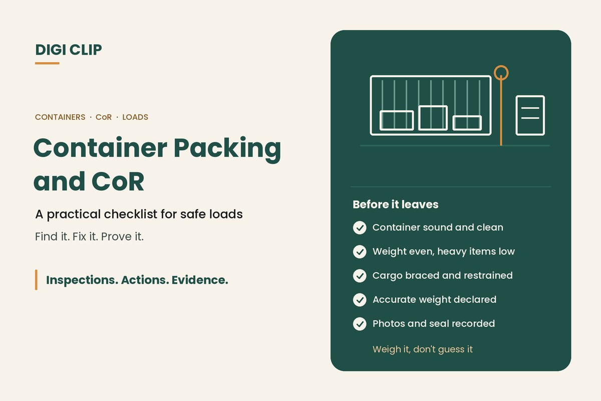 Container packing and chain of responsibility: packed container and seal illustration