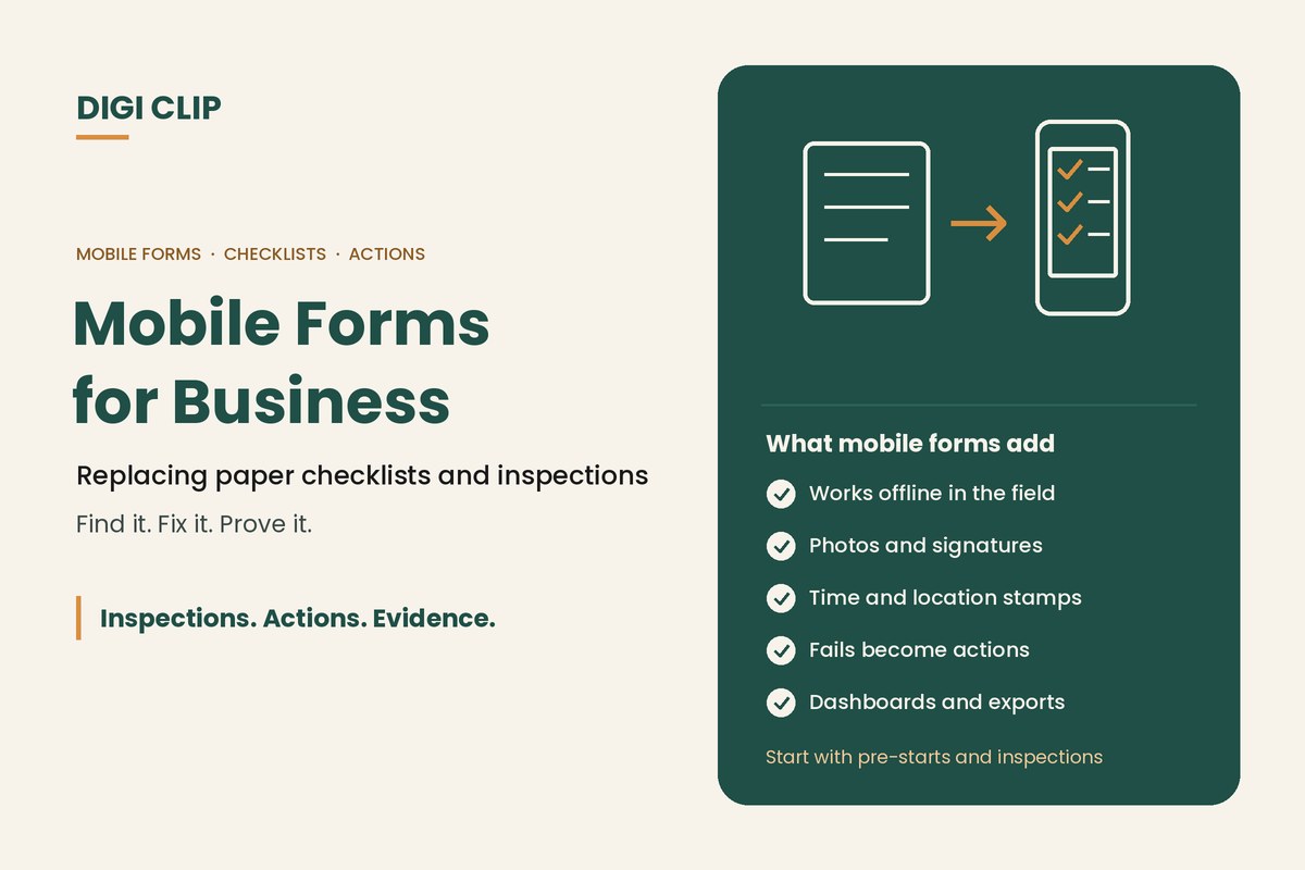 Mobile forms for business: paper form to phone checklist illustration