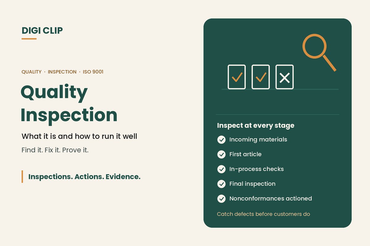 Quality inspection: pass and fail checks with magnifying glass illustration
