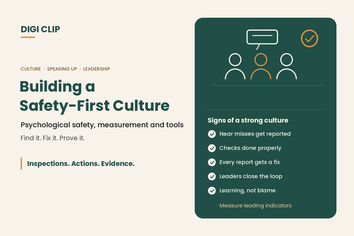 Building a safety-first culture: team with speech bubble illustration