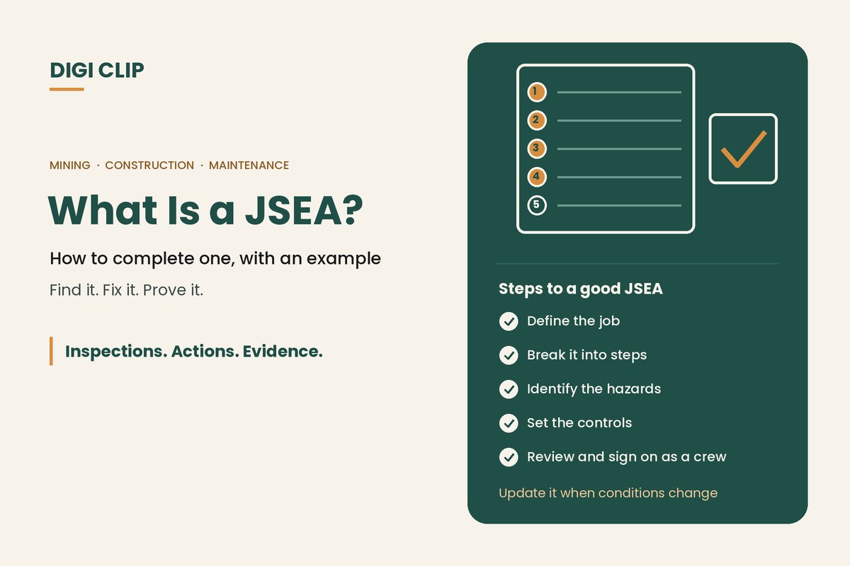 What is a JSEA: a numbered job safety and environmental analysis with steps, hazards and controls